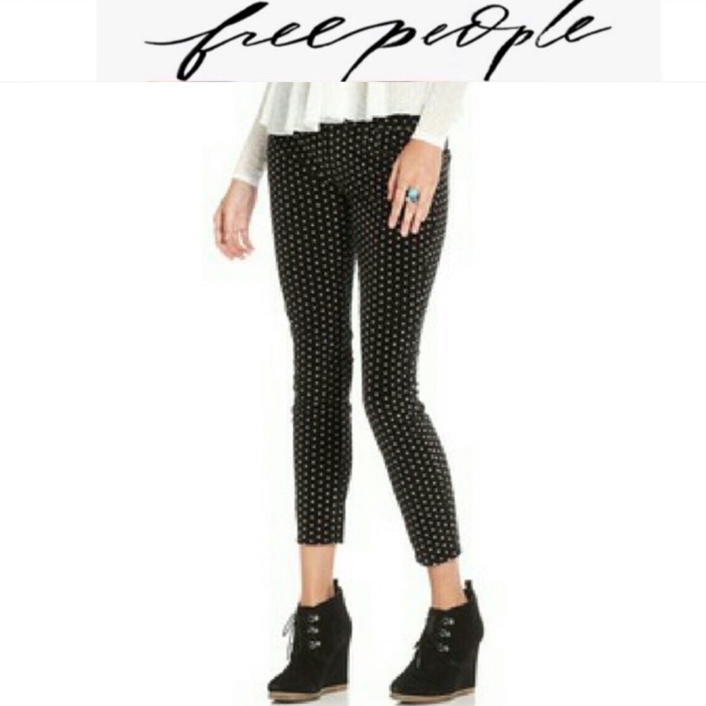 Free people Polk a dot skinny ankle pants size 26